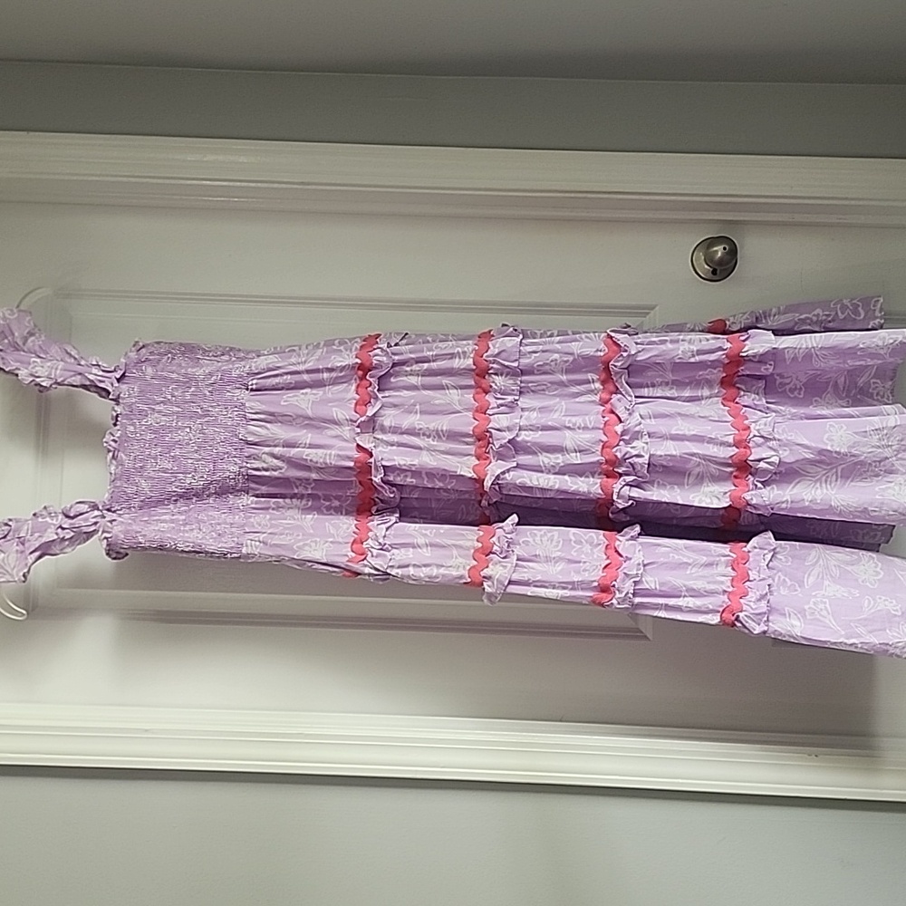 J Marie Lilac white Pink Sleeveless dress SzL